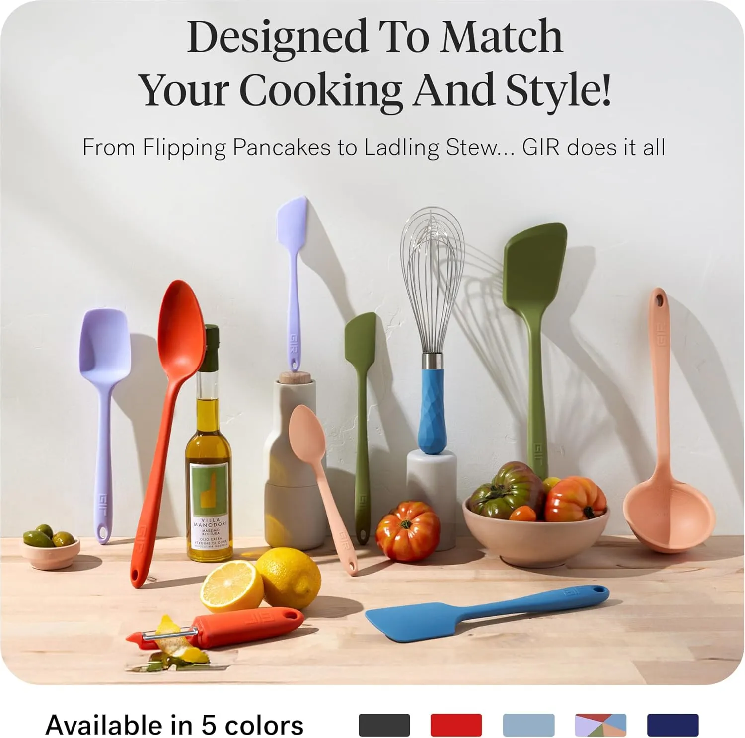 GIR: Get It Right 10 Piece Silicone Cooking Utensils Set - Ladle, Spatulas, Flip, Spoons, Whisk, Potato Peeler & Spoonula - Heat Resistant & Dishwasher Safe - Black Kitchen Utensils Set