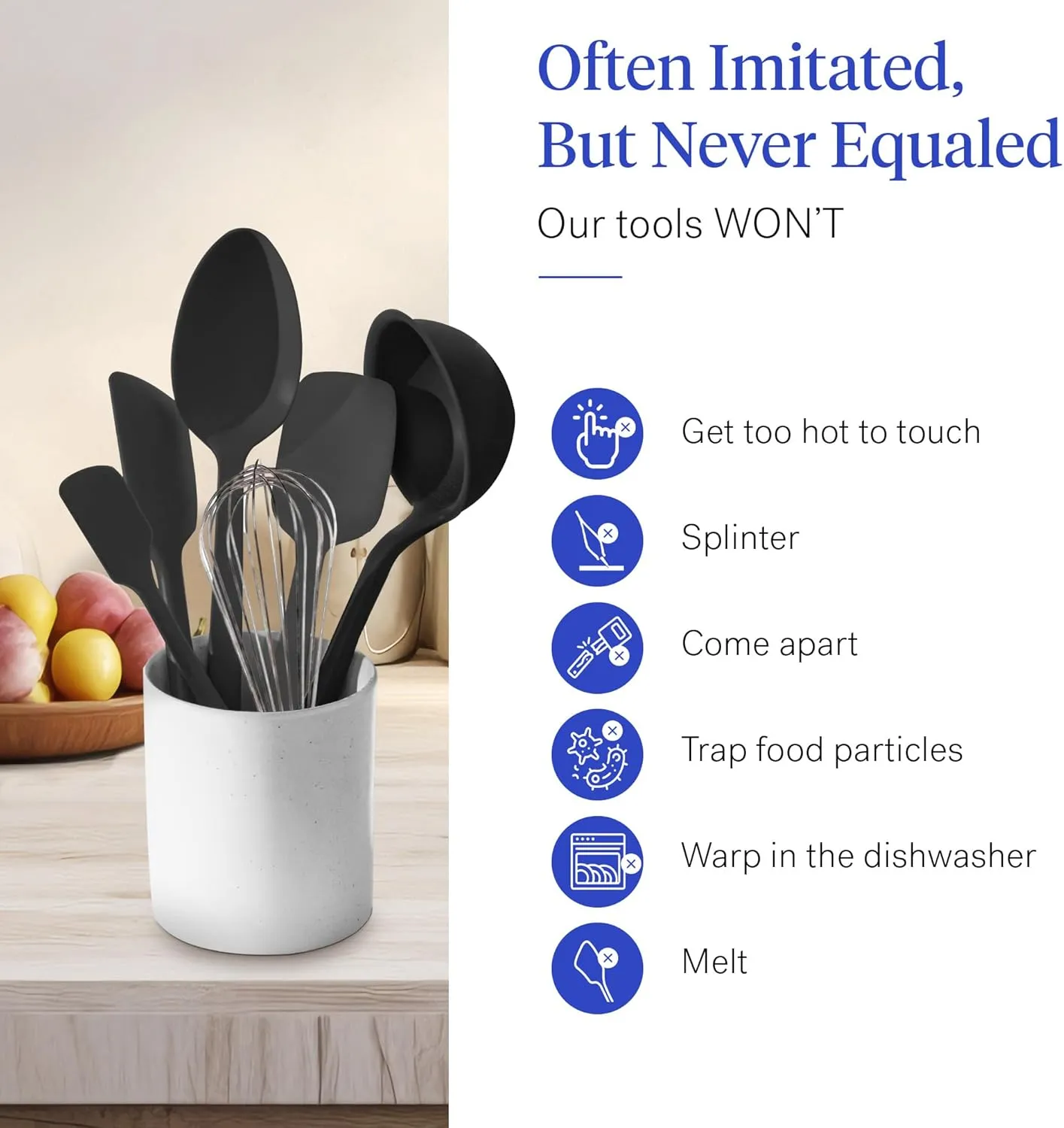 GIR: Get It Right 10 Piece Silicone Cooking Utensils Set - Ladle, Spatulas, Flip, Spoons, Whisk, Potato Peeler & Spoonula - Heat Resistant & Dishwasher Safe - Black Kitchen Utensils Set