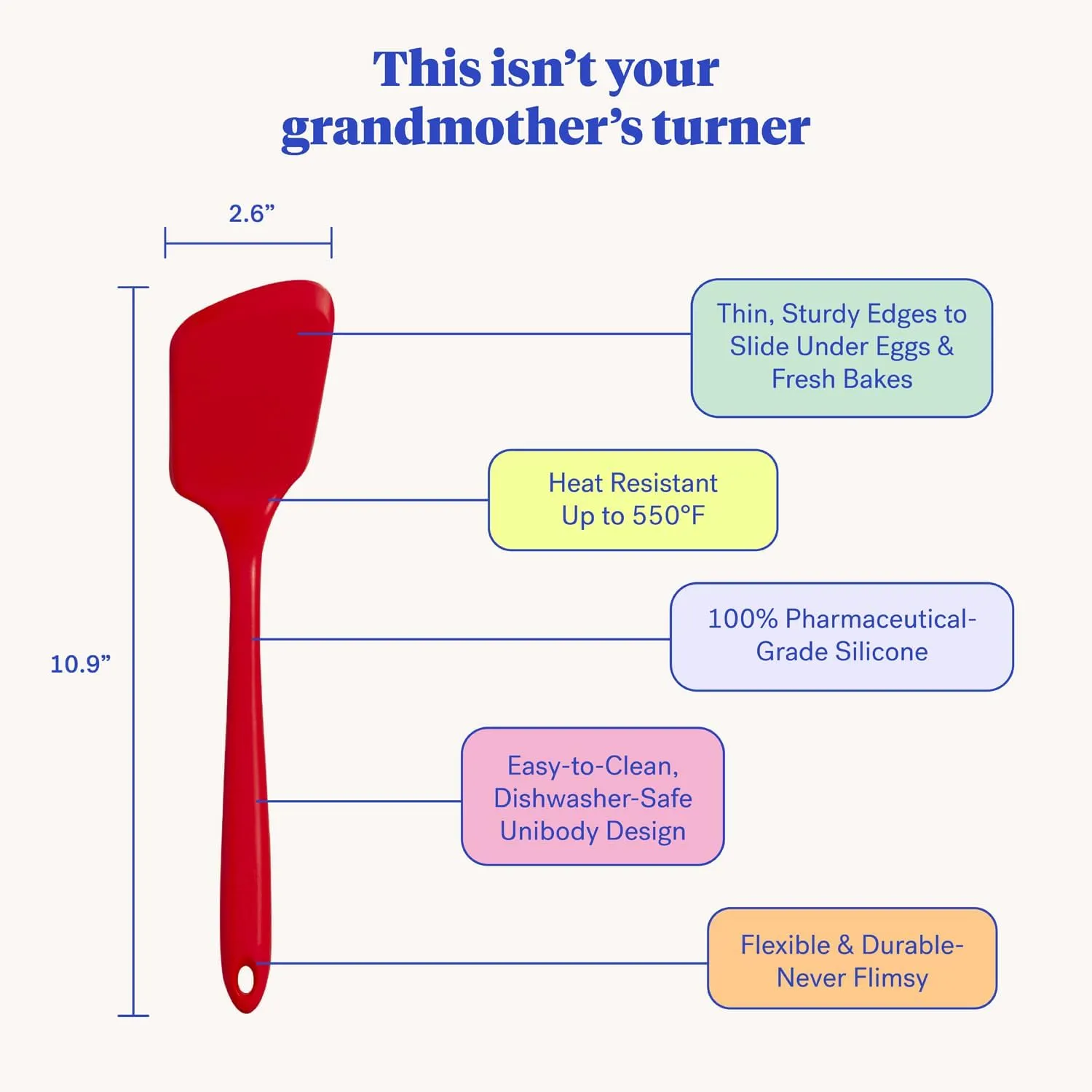 GIR: Get It Right - Premium Mini Silicone Spatula Turner - 11" x 2.6" x 0.7" - Seamless One Piece Design - Nonstick & Heat Resistant - Food Grade - Rubber Spatula - Baking & Cooking - BPA-Free - White