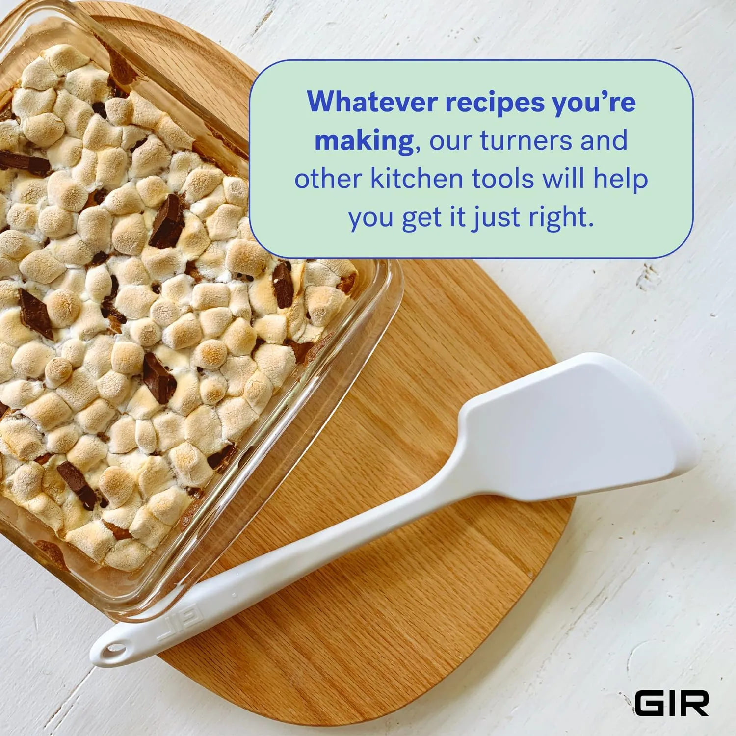 GIR: Get It Right - Premium Mini Silicone Spatula Turner - 11" x 2.6" x 0.7" - Seamless One Piece Design - Nonstick & Heat Resistant - Food Grade - Rubber Spatula - Baking & Cooking - BPA-Free - White