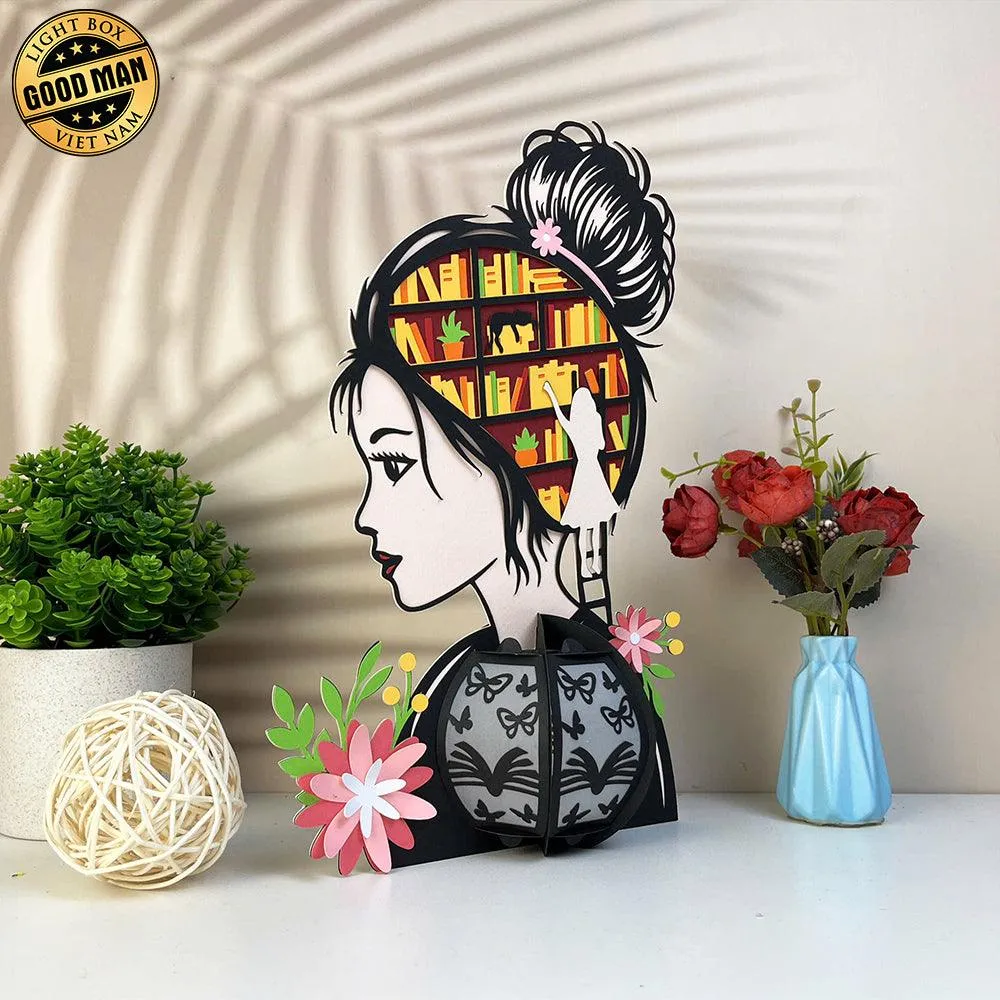 Girl Loves Books - School Themed 3D Lantern File - Cricut File 1 - LightBoxGoodMan