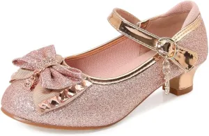 Girls Dress Shoes Prom Wedding Party Low Heel Glitter Prom Shoes Toddler Kids