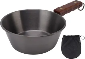 GLOGLOW Camping Skillet, Stainless Steel Camping Frying Pan Non Stick Camping Cookware Fry Pan for Backpacking Hiking Outdoor Cooking (Black)