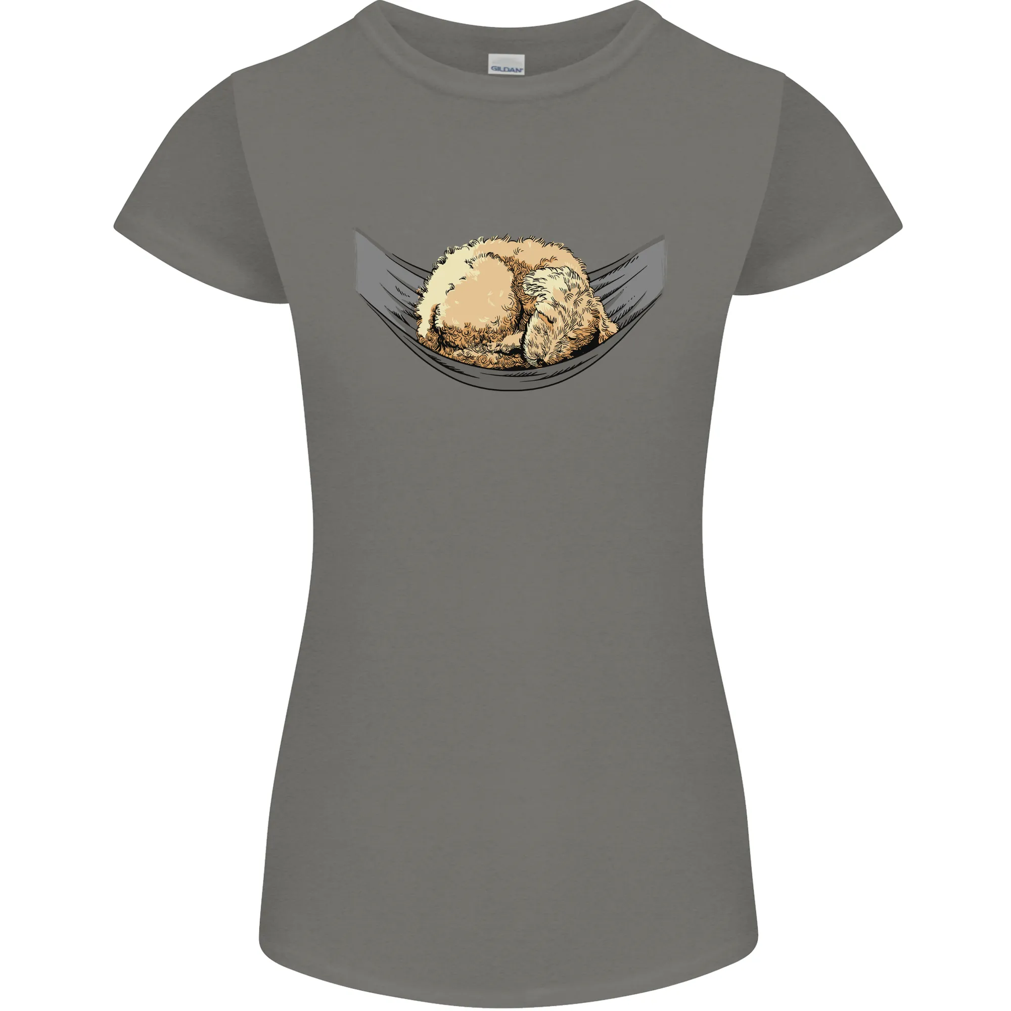 Goldendoodle on a Hammock Dog Womens Petite Cut T-Shirt