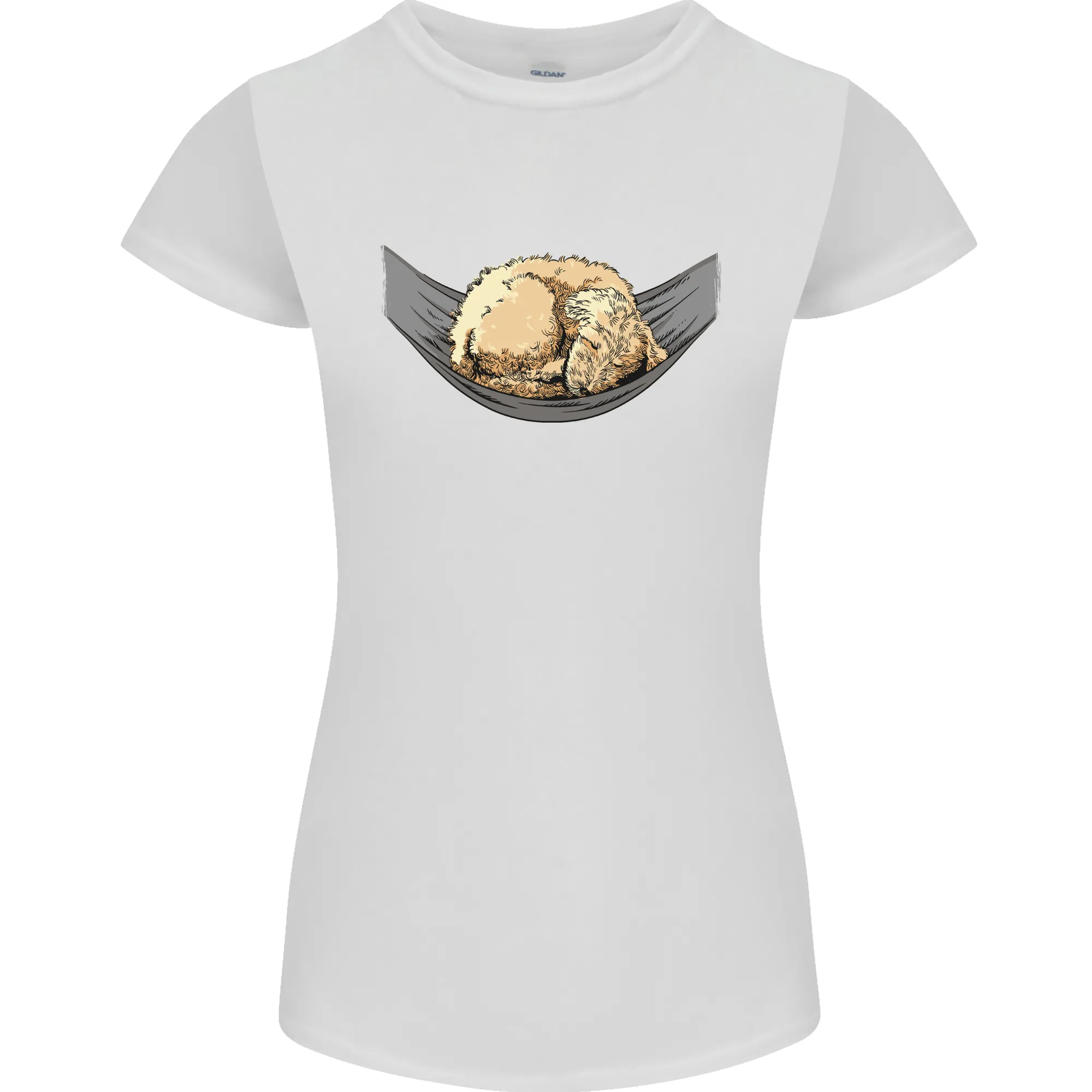 Goldendoodle on a Hammock Dog Womens Petite Cut T-Shirt