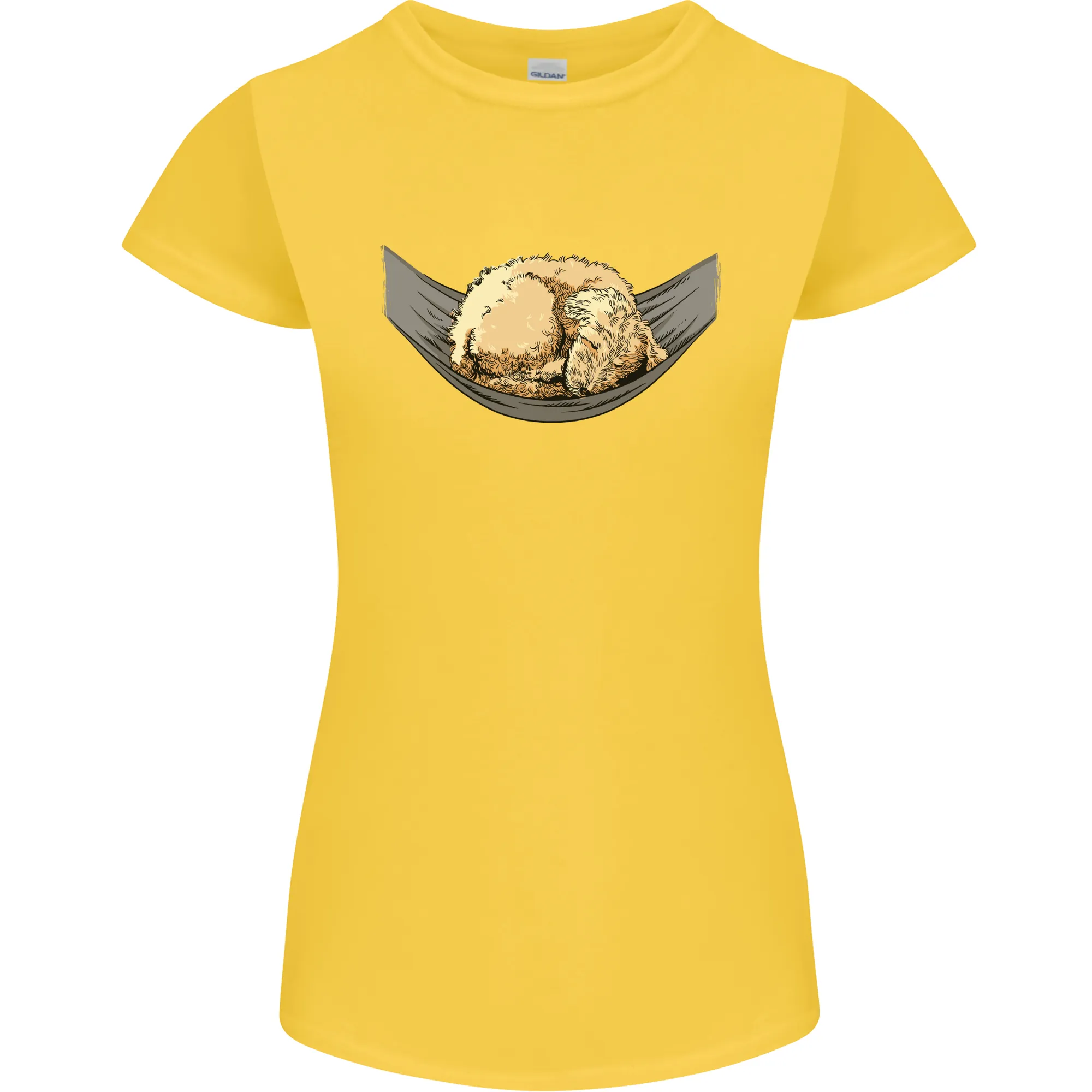 Goldendoodle on a Hammock Dog Womens Petite Cut T-Shirt