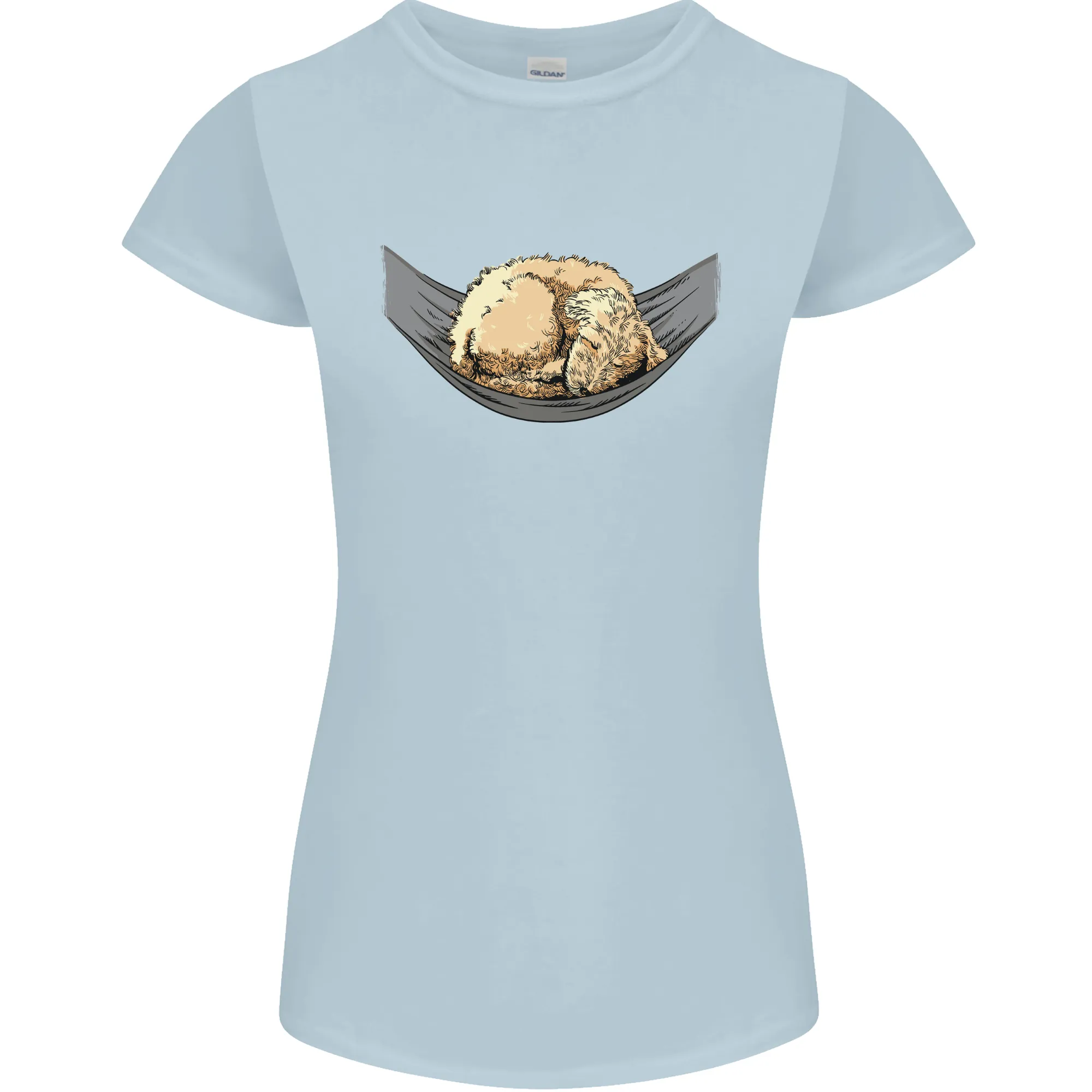 Goldendoodle on a Hammock Dog Womens Petite Cut T-Shirt