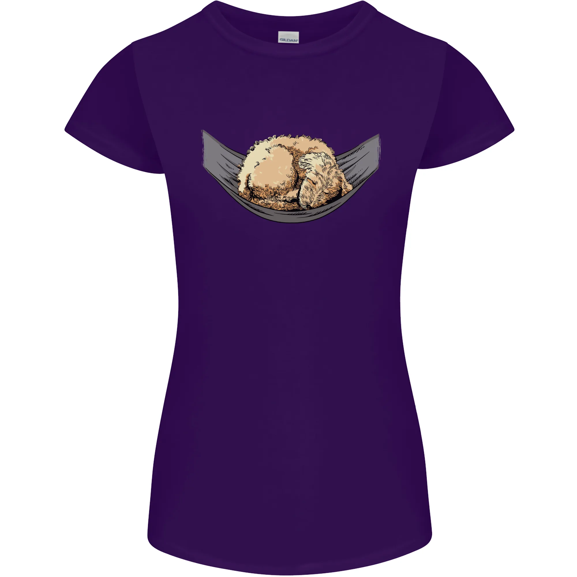 Goldendoodle on a Hammock Dog Womens Petite Cut T-Shirt