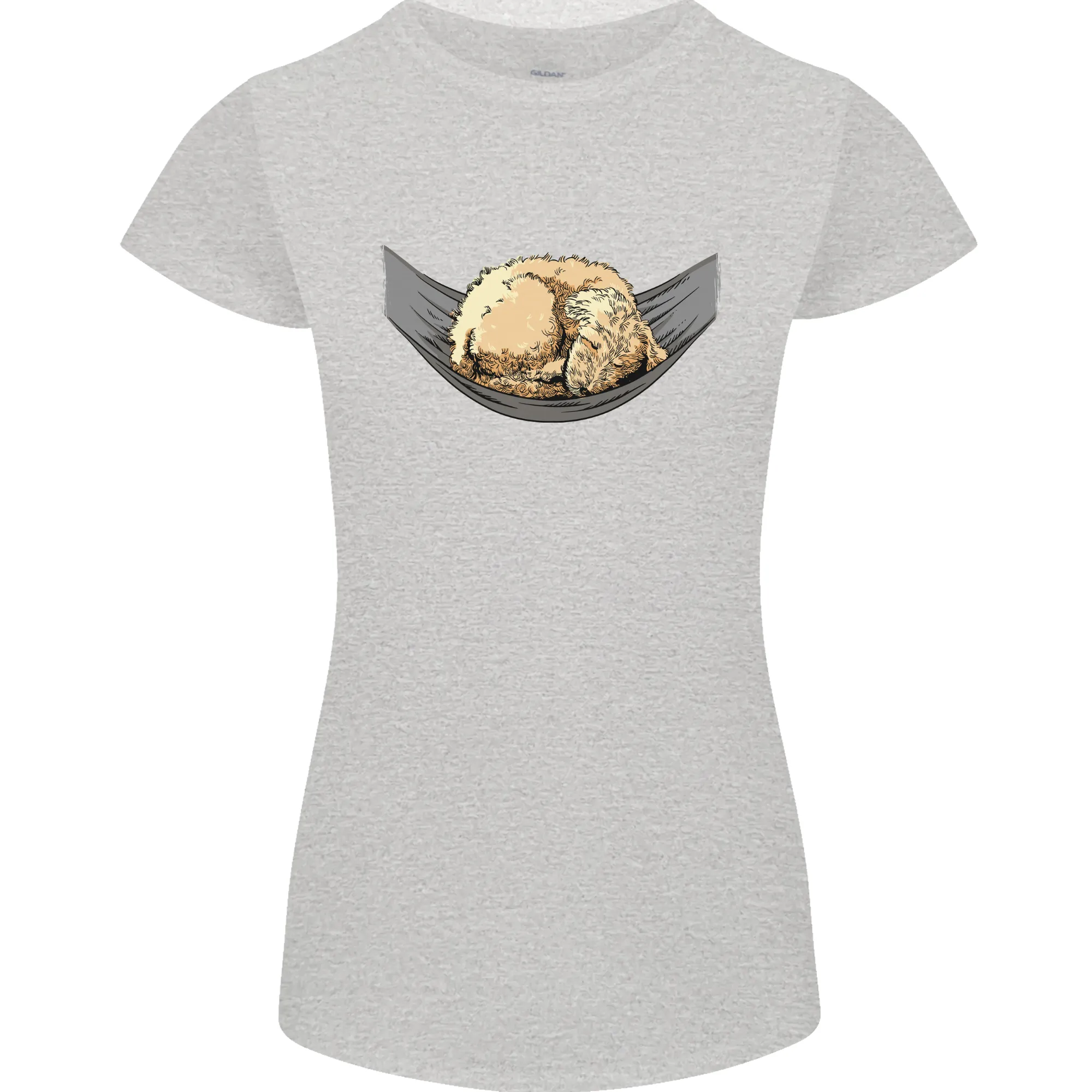 Goldendoodle on a Hammock Dog Womens Petite Cut T-Shirt