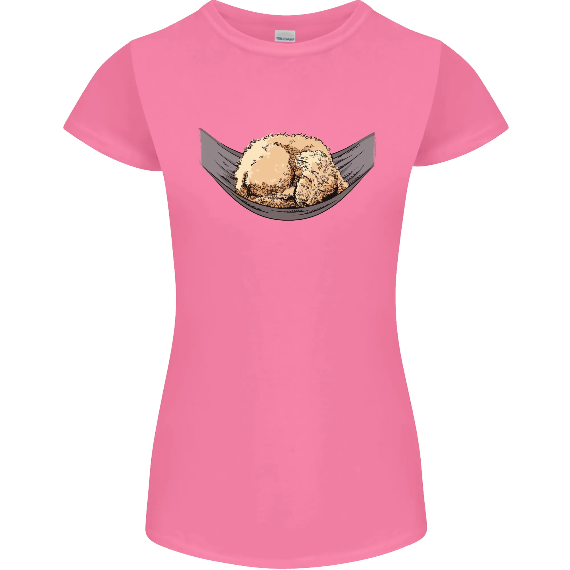 Goldendoodle on a Hammock Dog Womens Petite Cut T-Shirt