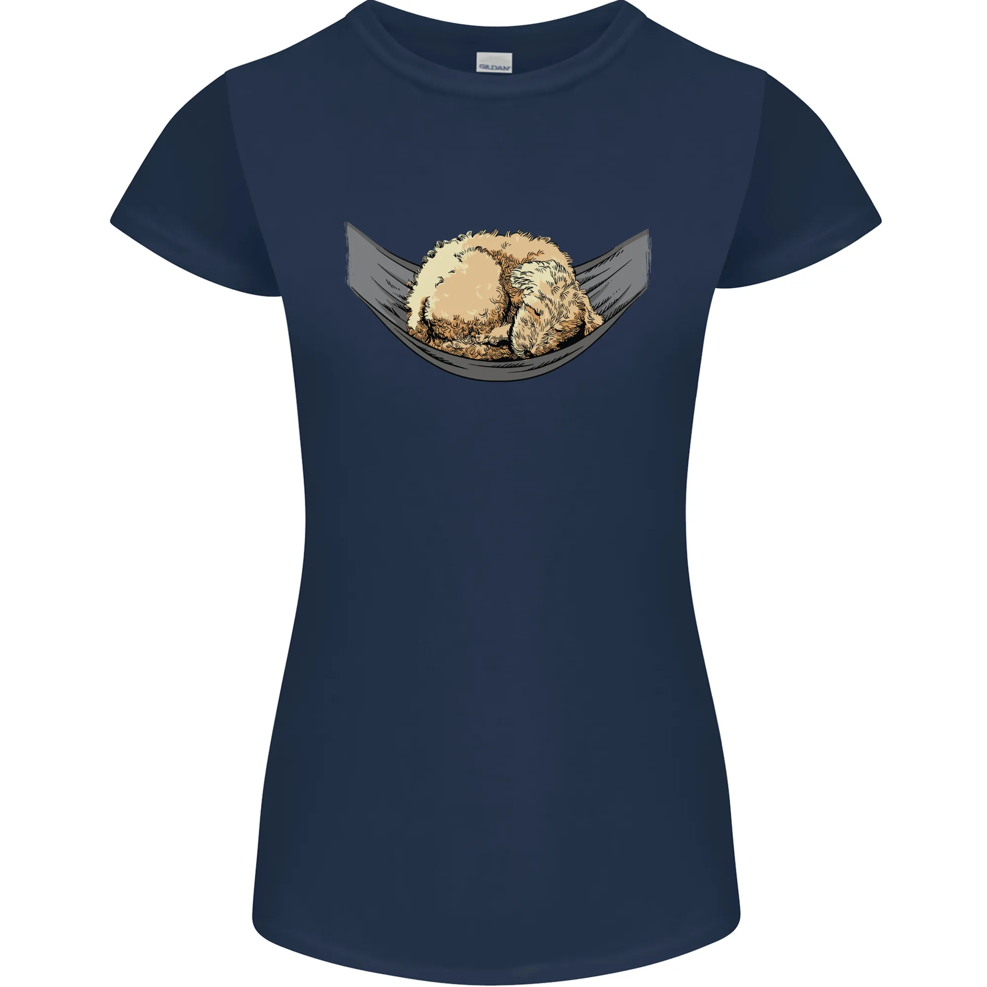 Goldendoodle on a Hammock Dog Womens Petite Cut T-Shirt