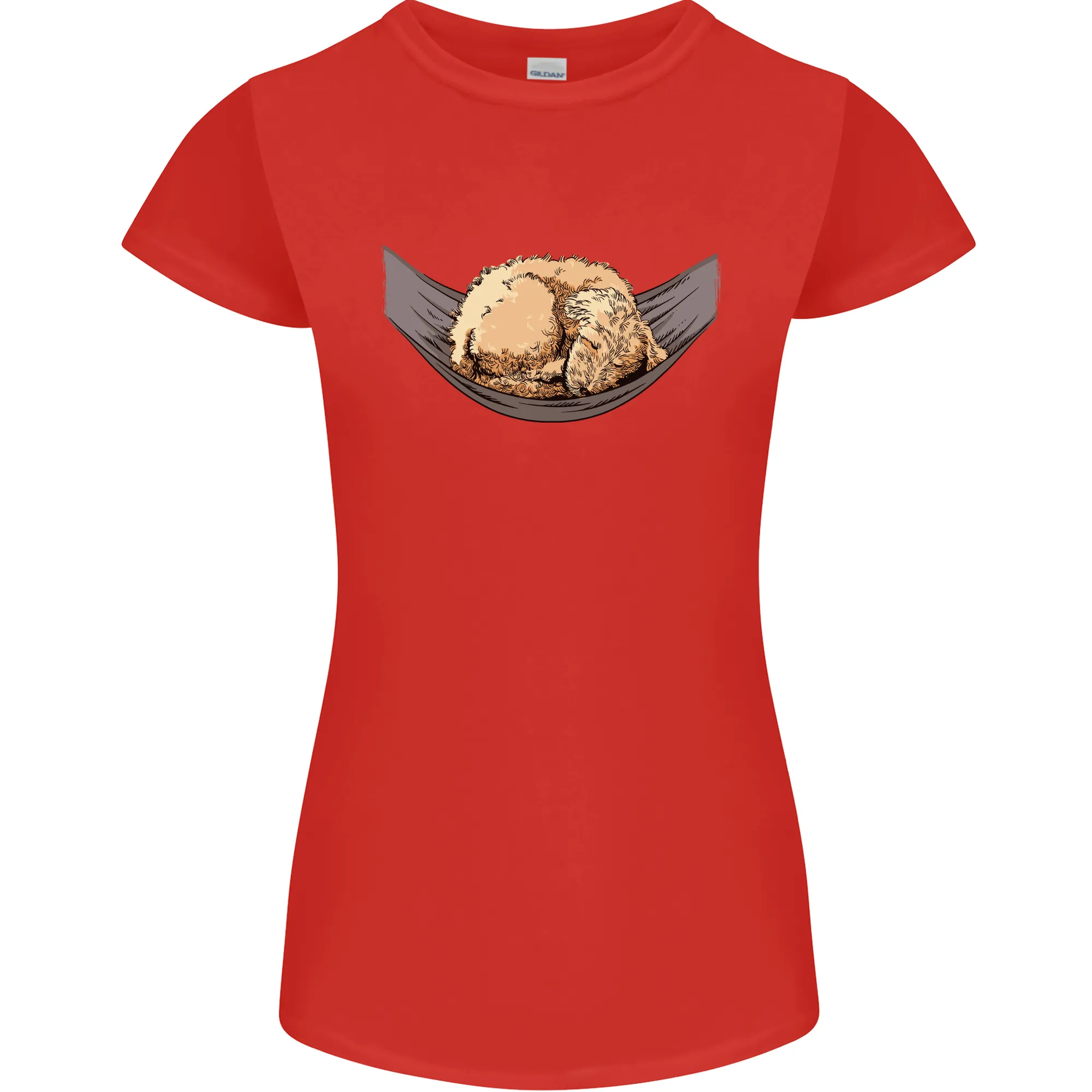 Goldendoodle on a Hammock Dog Womens Petite Cut T-Shirt