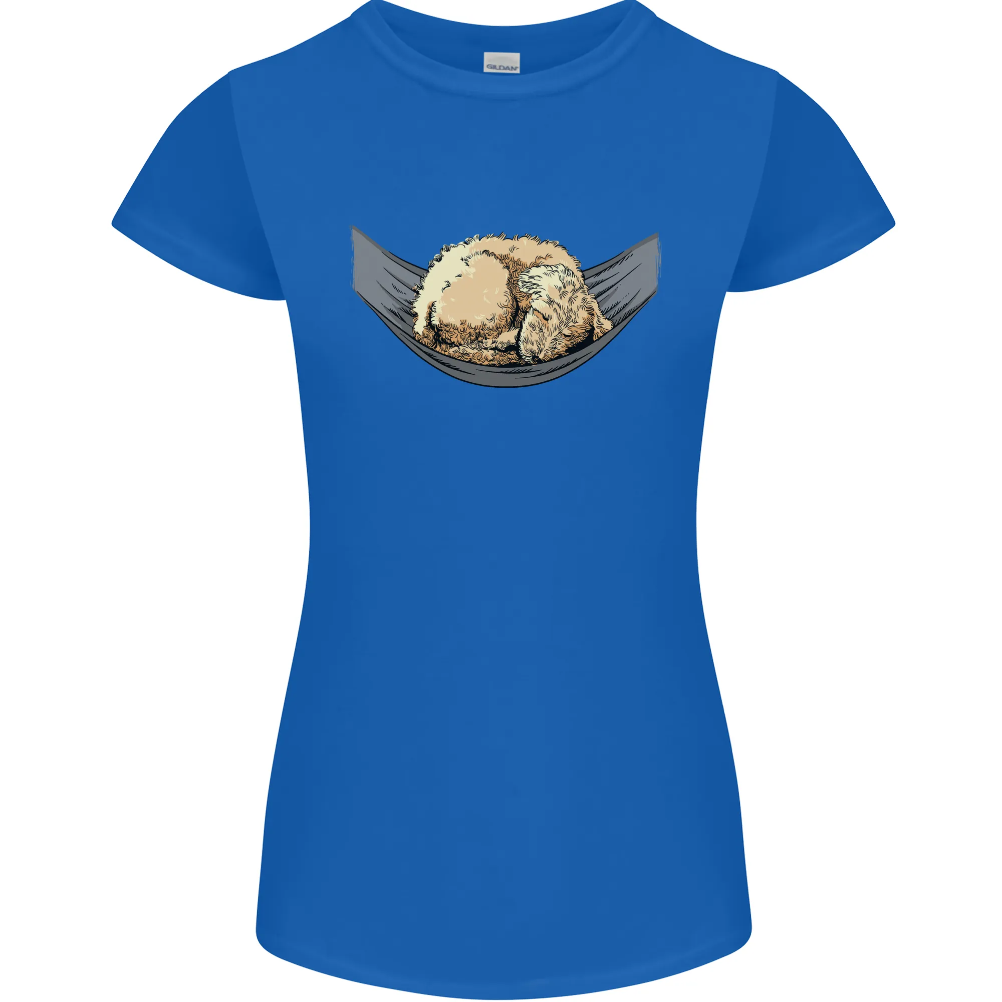 Goldendoodle on a Hammock Dog Womens Petite Cut T-Shirt