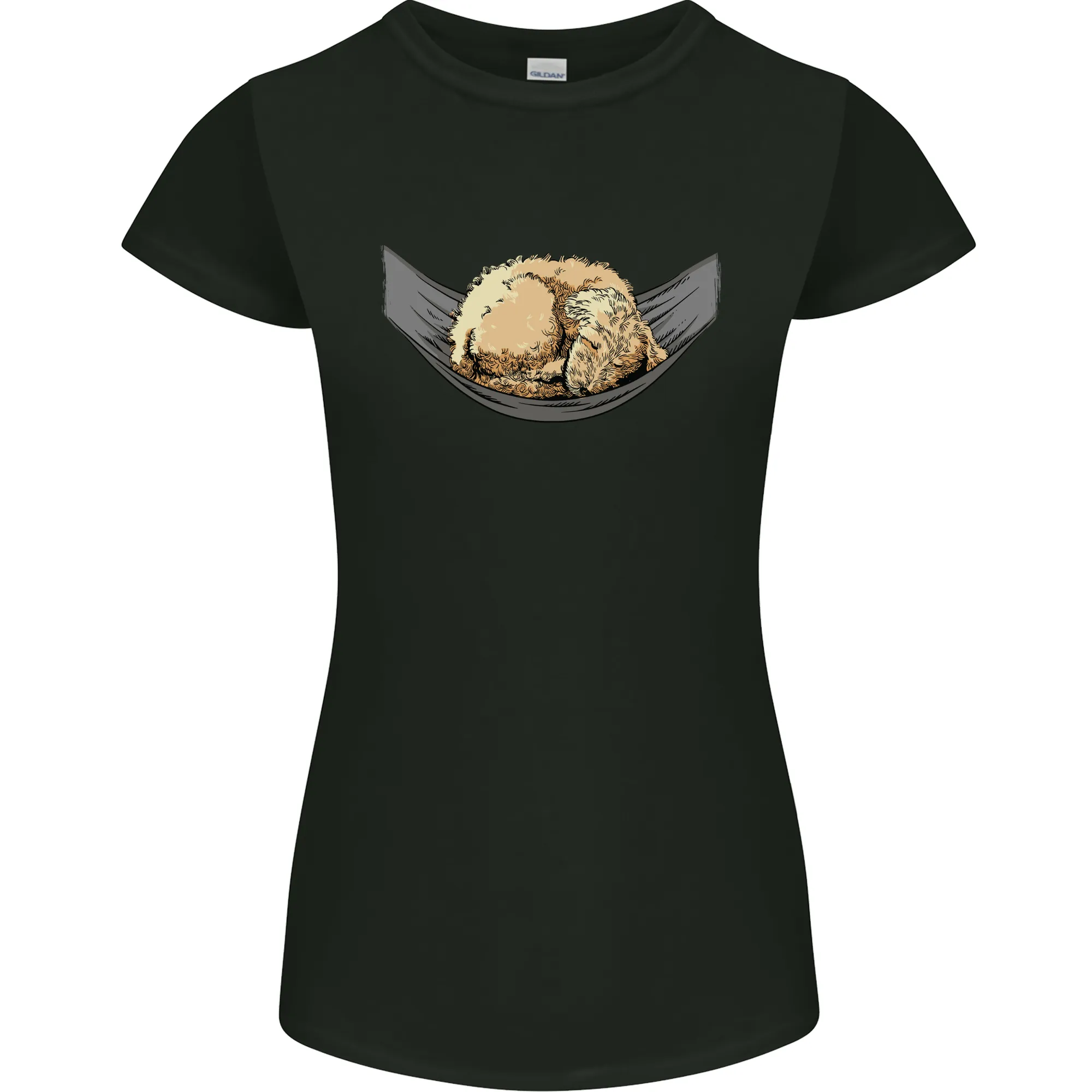 Goldendoodle on a Hammock Dog Womens Petite Cut T-Shirt