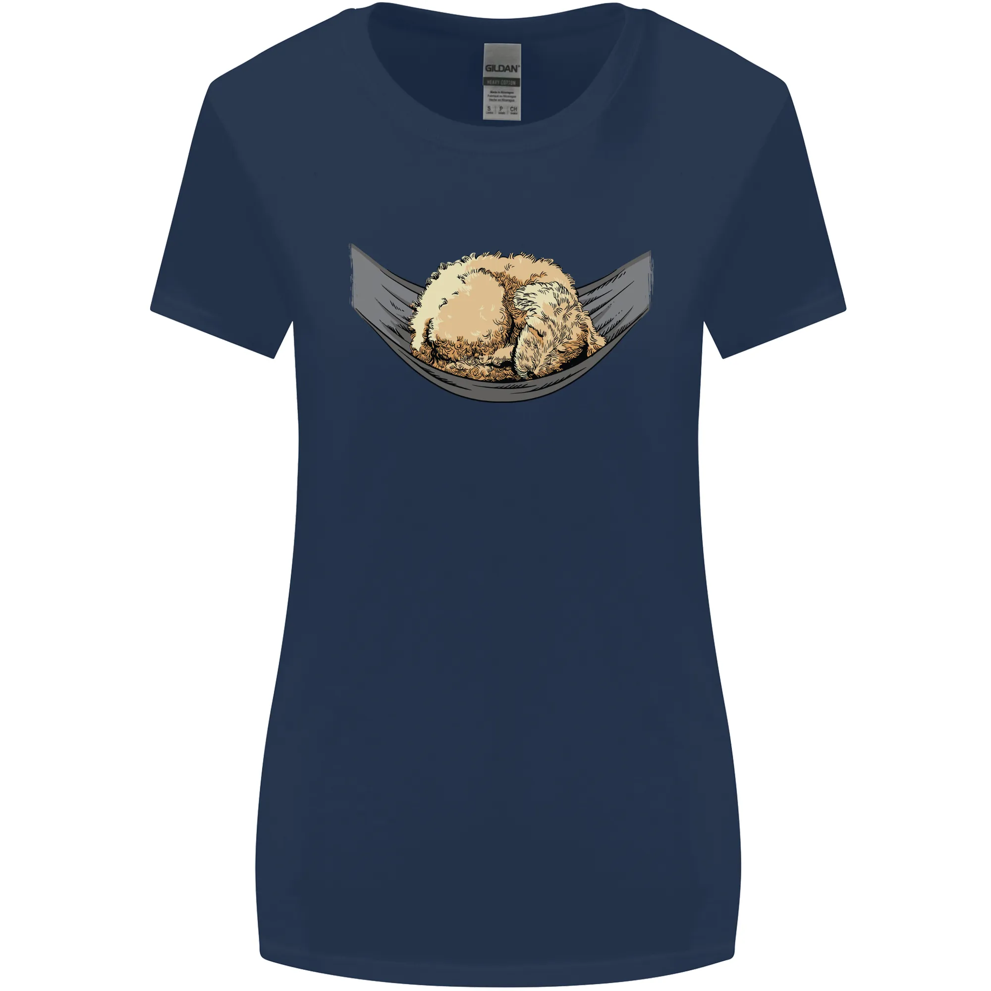 Goldendoodle on a Hammock Dog Womens Wider Cut T-Shirt