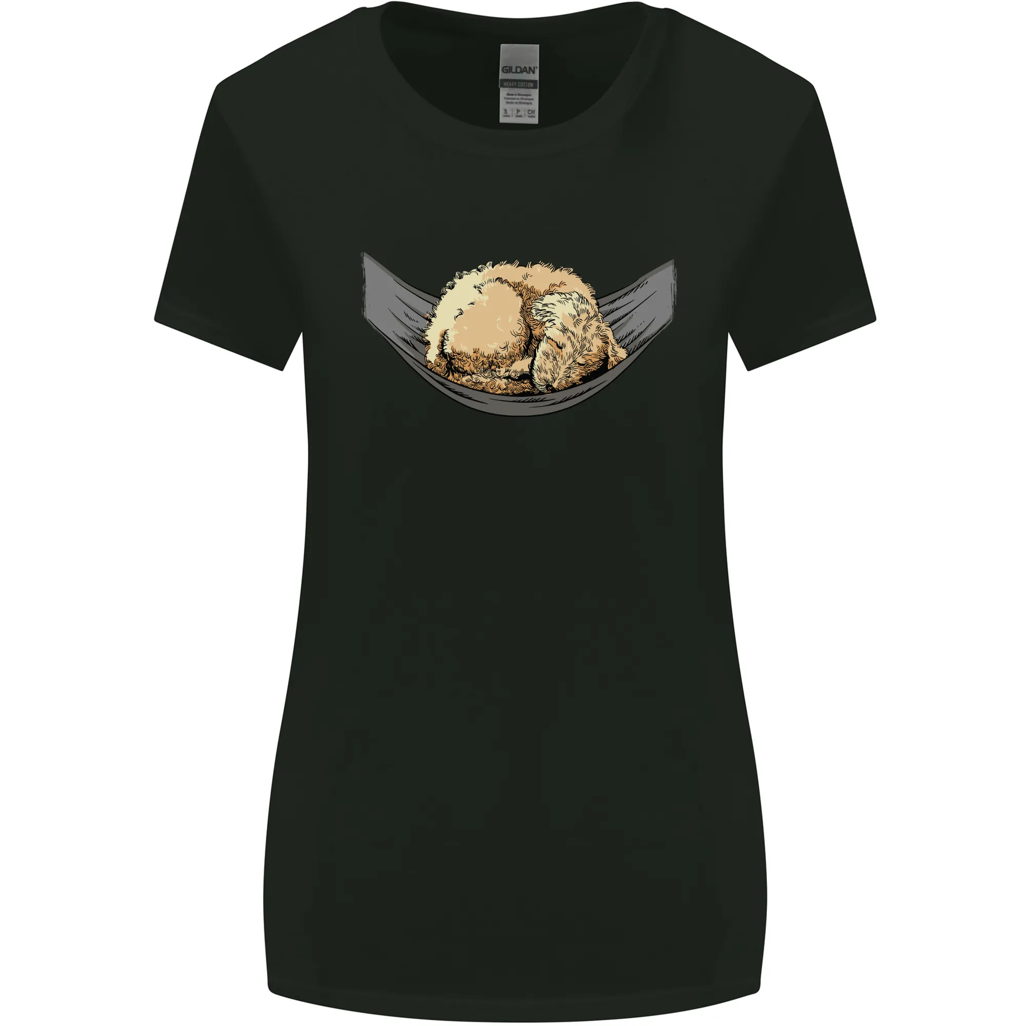 Goldendoodle on a Hammock Dog Womens Wider Cut T-Shirt