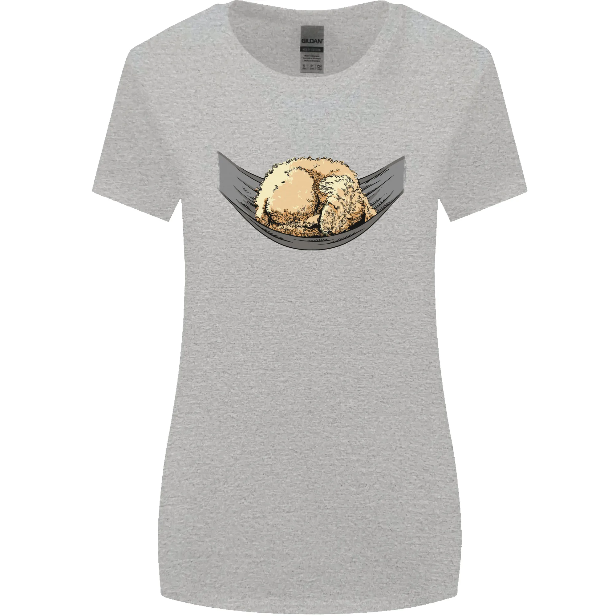 Goldendoodle on a Hammock Dog Womens Wider Cut T-Shirt
