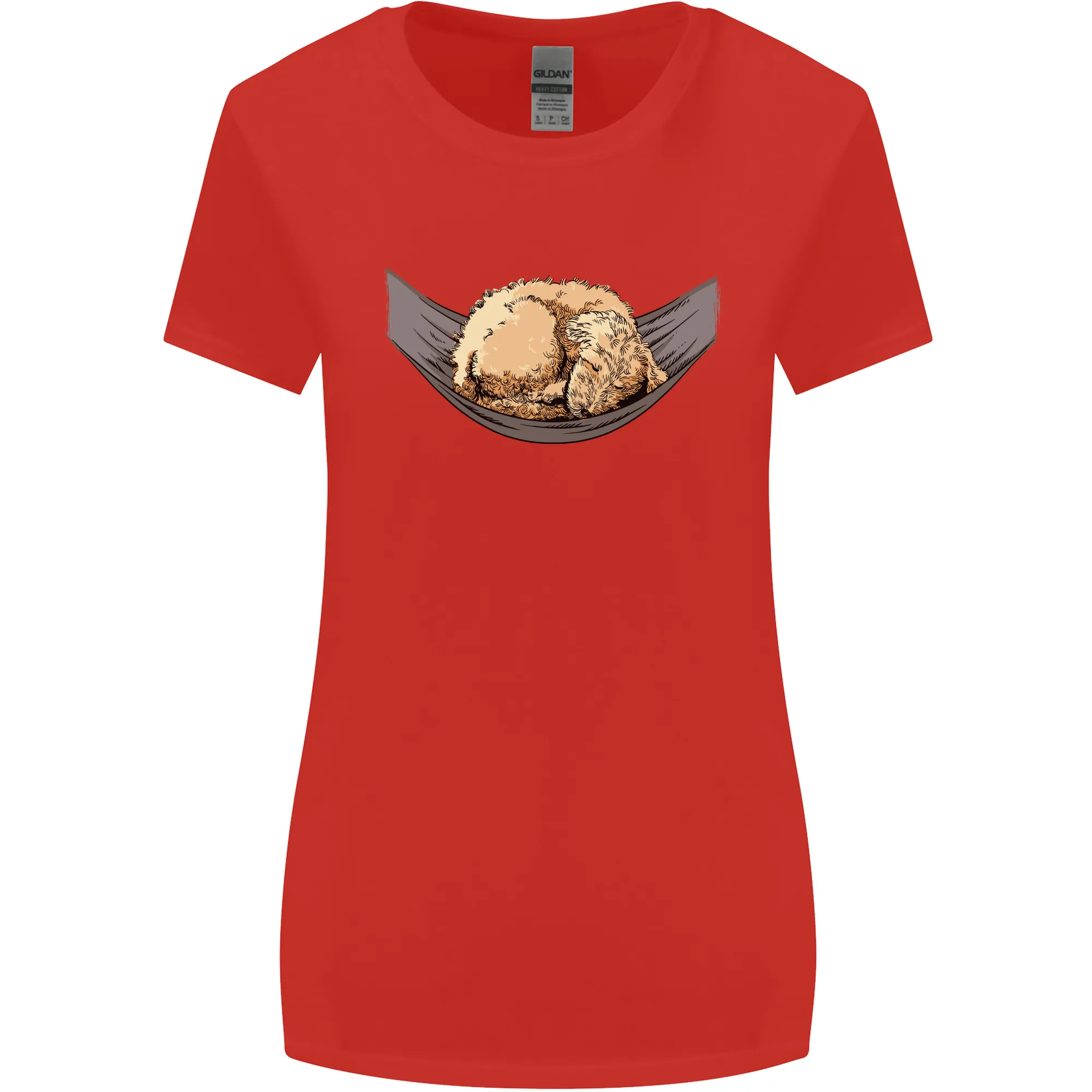 Goldendoodle on a Hammock Dog Womens Wider Cut T-Shirt