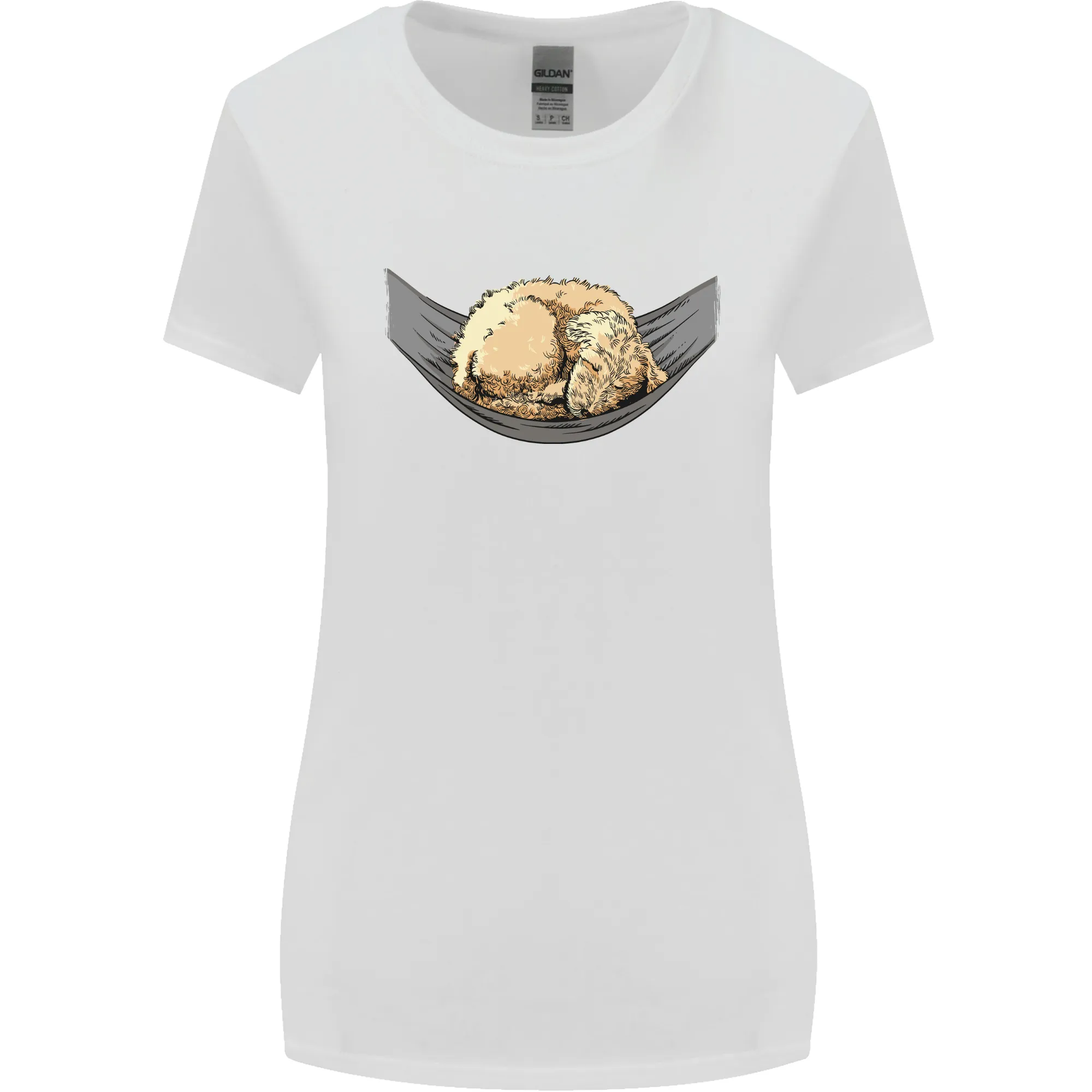 Goldendoodle on a Hammock Dog Womens Wider Cut T-Shirt