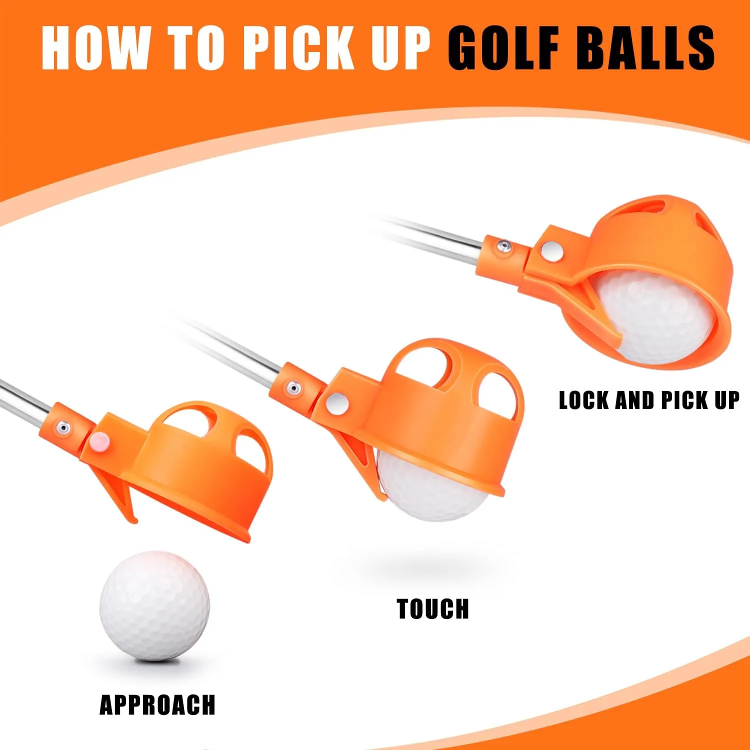 Golf Ball Retriever, 9Ft/12Ft/17Ft/20Ft Professional Stainless Steel Golf Ball Retriever, Telescopic Golf Ball Retriever for Water