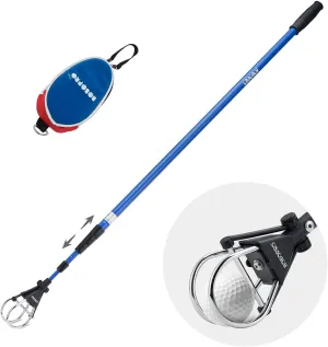 Golf Ball Retriever Telescopic for Water, 12Ft / 15Ft Ball Retriever Tool Golf, Stainless Locking Head and Dual-Zip Headcover, Golf Ball Grabber with Non-slip Handle, Aluminum Extendable Shaft
