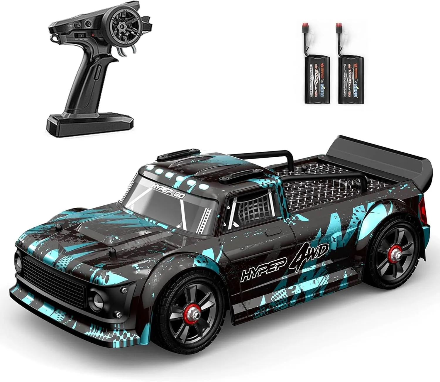 GoolRC 14301 Brushless RC Drift Car, 1:14 Scale 4WD 42KM/H High Speed Racing Truck, 2.4GHz Off-Road Electric Drifting Car for Adults, Includes 2 Batteries