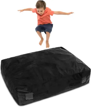 Goplus Crash Pad, 57"x57"/ 47"x35.5" (4.75x4.75ft/ 4x3ft) Sensory Mat with Foam Blocks and Washable Velvet Cover for Kids and Adults Play, Therapy, Jump, Relax