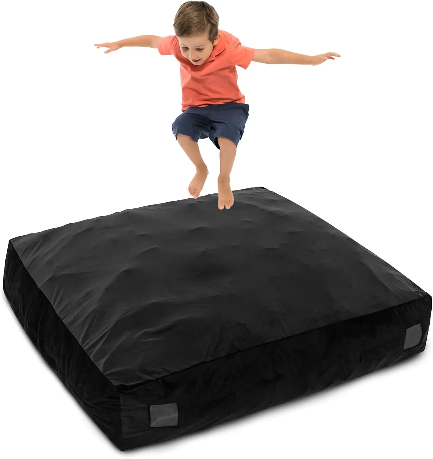 Goplus Crash Pad, 57"x57"/ 47"x35.5" (4.75x4.75ft/ 4x3ft) Sensory Mat with Foam Blocks and Washable Velvet Cover for Kids and Adults Play, Therapy, Jump, Relax