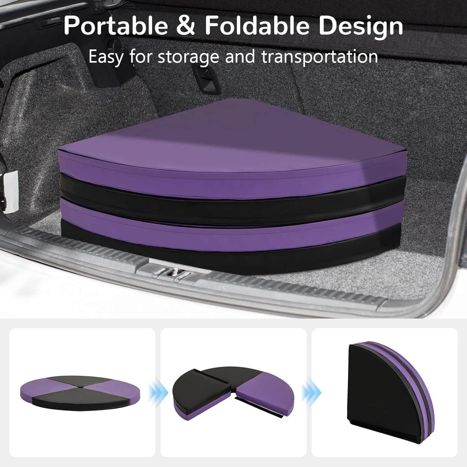 Goplus Pole Dance Crash Mat, Round Portable Yoga Mat with EPE Foam, Safety Dancing Cushion Specialized Fall Safety Padding for Gym,Home, Dance Room, Dark, Dark Purple, Pink, 59" x 3" (W x T)