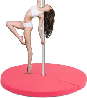 Goplus Pole Dance Crash Mat, Round Portable Yoga Mat with EPE Foam, Safety Dancing Cushion Specialized Fall Safety Padding for Gym,Home, Dance Room, Dark, Dark Purple, Pink, 59" x 3" (W x T)