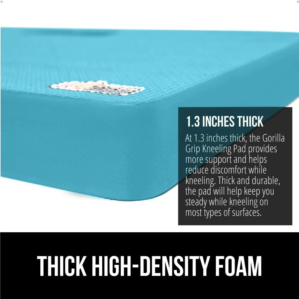 GORILLA GRIP Extra Thick Patent Pending Garden Kneeling Pad, 17.5 x 11 Inch Supportive Soft Foam Knee Cushioning for Gardening, Water Resistant, Bathing Baby, Working Supplies Lightweight, Turquoise