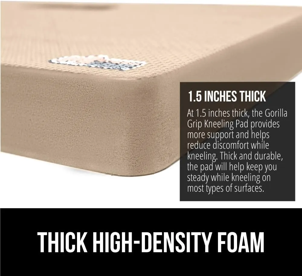 GORILLA GRIP Extra Thick Patent Pending Garden Kneeling Pad, Supportive Soft Foam Knee Cushioning for Gardening, Water Resistant Construction, Bathing Baby, Workout Supplies, Lightweight