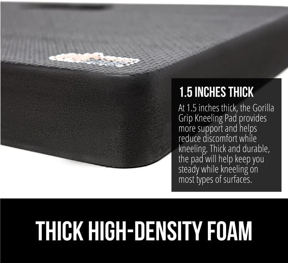 GORILLA GRIP Extra Thick Patent Pending Garden Kneeling Pad, Supportive Soft Foam Knee Cushioning for Gardening, Water Resistant Construction, Bathing Baby, Workout Supplies, Lightweight