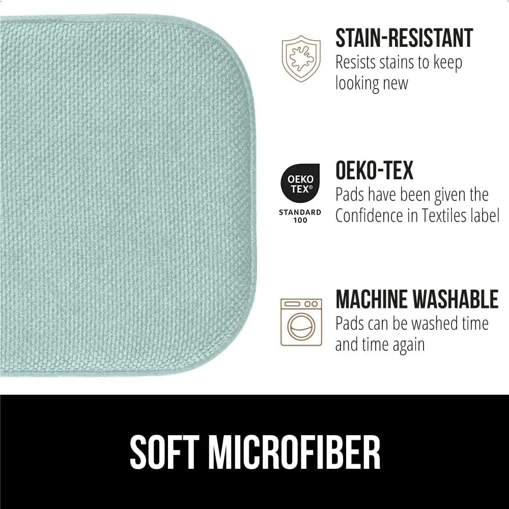 GORILLA GRIP Slip Resistant Chair Cushions, No Ties Required, Memory Foam Pads for Dining Room Kitchen Table Office Rocking Chairs, Plush Seat Cover Cushion Pad, Home Decor, Set of 4 16x16, Sea Blue