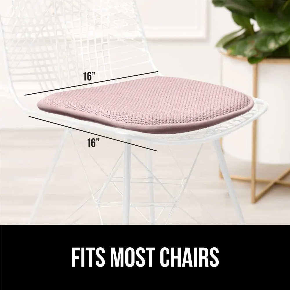 GORILLA GRIP Slip Resistant Chair Cushions, No Ties Required, Memory Foam Pads for Dining Room, Kitchen Table Office Rocking Chairs, Soft Seat Cover Cushion Pad, Home Decor, Set of 2 16x16, Dusty Rose