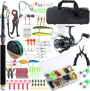 Goture Fishing Rod and Reel Combos-Telescopic Fishing Pole Spinning Reel Lures Set with PC Hard Shell Suitcase, Telescopic Rod Reel Combo Kit for Starter Travel Saltwater, Gifts for Men