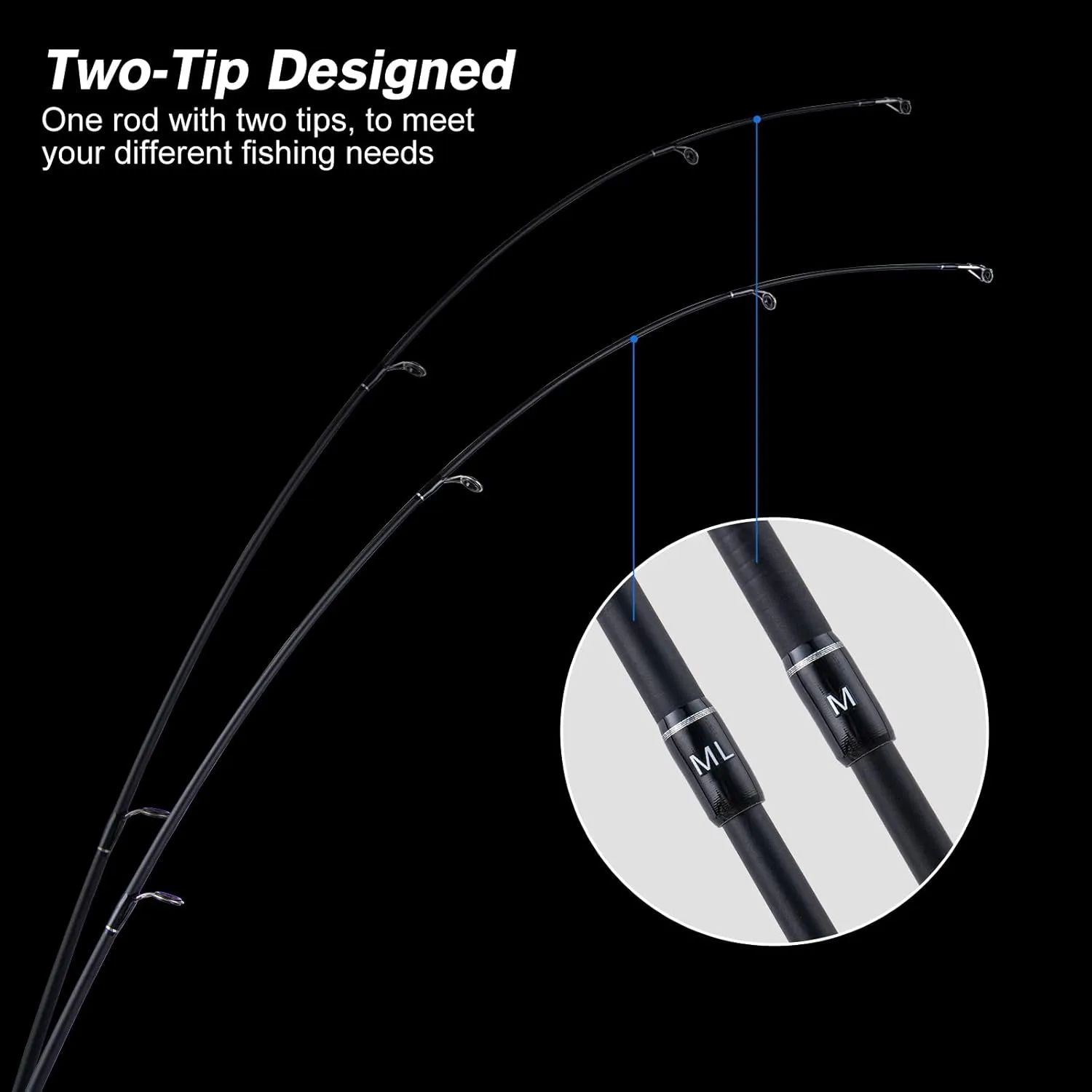 Goture Portable Travel Fishing Rod - 1 Piece/2 Piece/3 Piece Fishing Pole with Bag, Ultralight Telescopic Fishing Rod/Twin Tip Spinning and Casting Rod/Baitcaster Rod for Crappie Bass Trout Fishing
