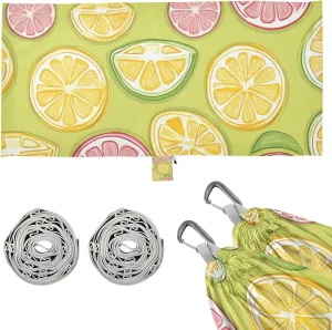 Green Lemon Fruit Outdoor Hammocks with Hanging Rope Rope Hammock for Outside Patio Backyard Poolside