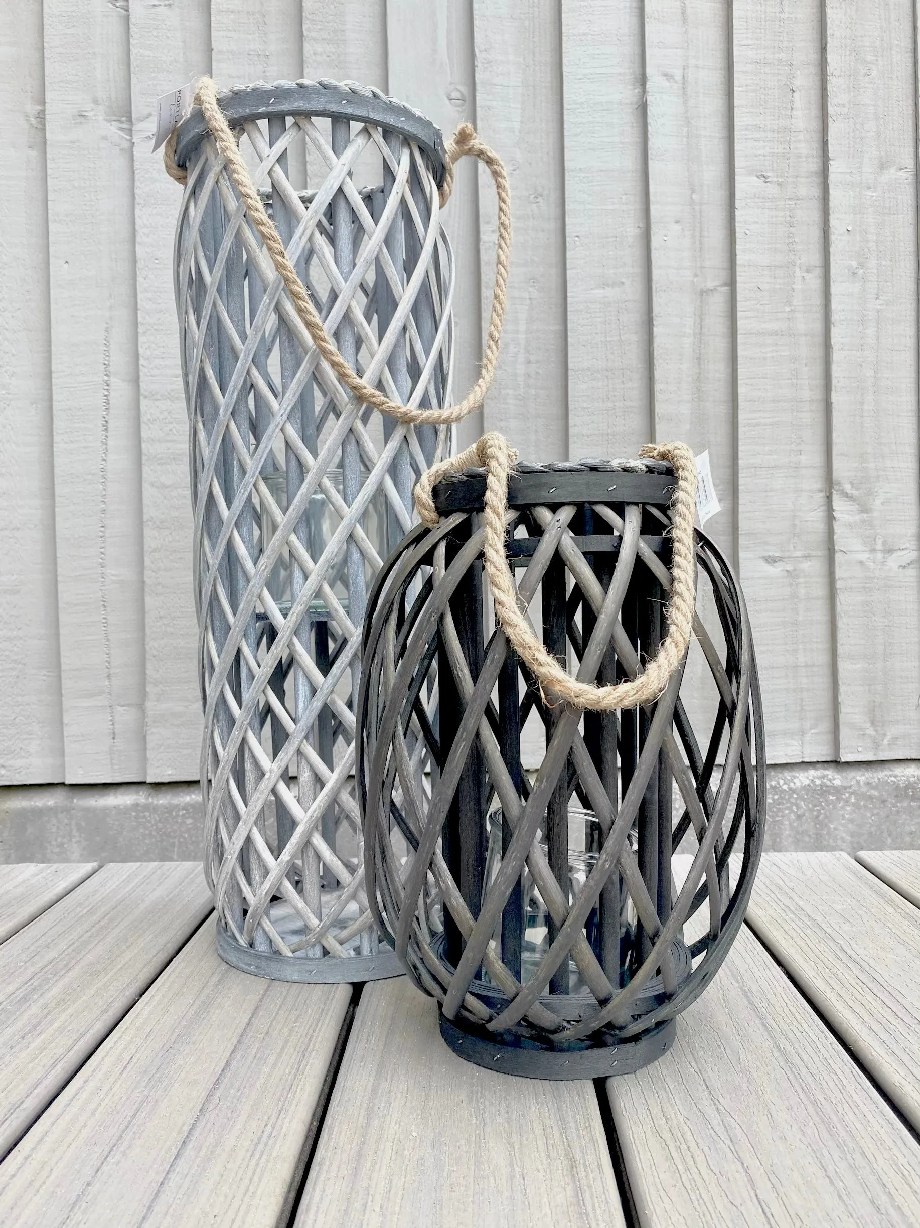 Grey Woven Lantern