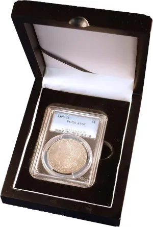 Guardhouse Wood Display Box for NGC/PCGS/Premier/Little Bear Elite Coins in Certified or Certified Style Holders/Slabs (Single Coin, Matte Black Finish)