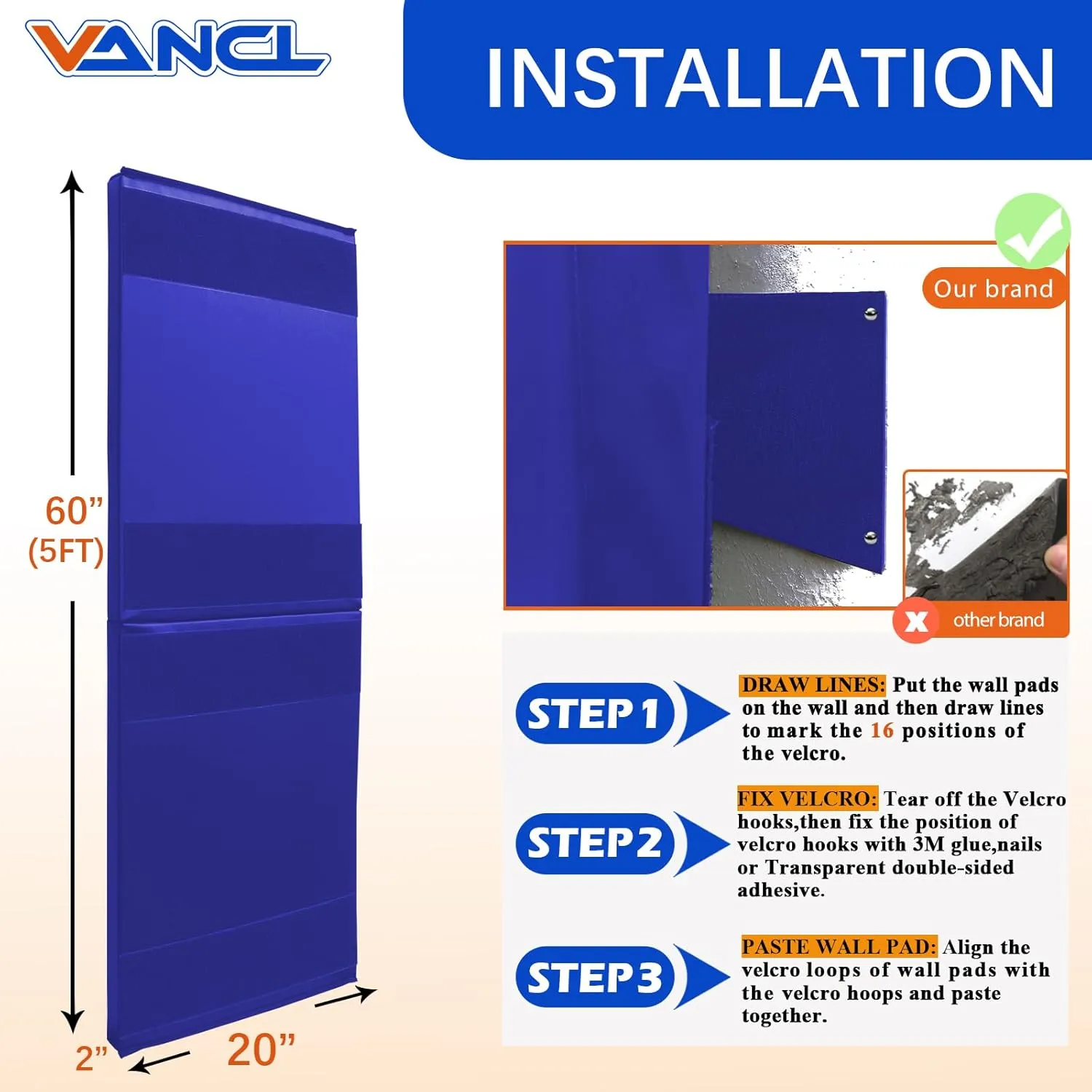 Gym Padding Wall Pads for Gym Wall Mats Basketball Wall Padding 2" Thick Foam Gym Wall Pad for Kids Wall Pad Protection, Waterproof Durable Wall Pads for Safety Colorful Wall Pad