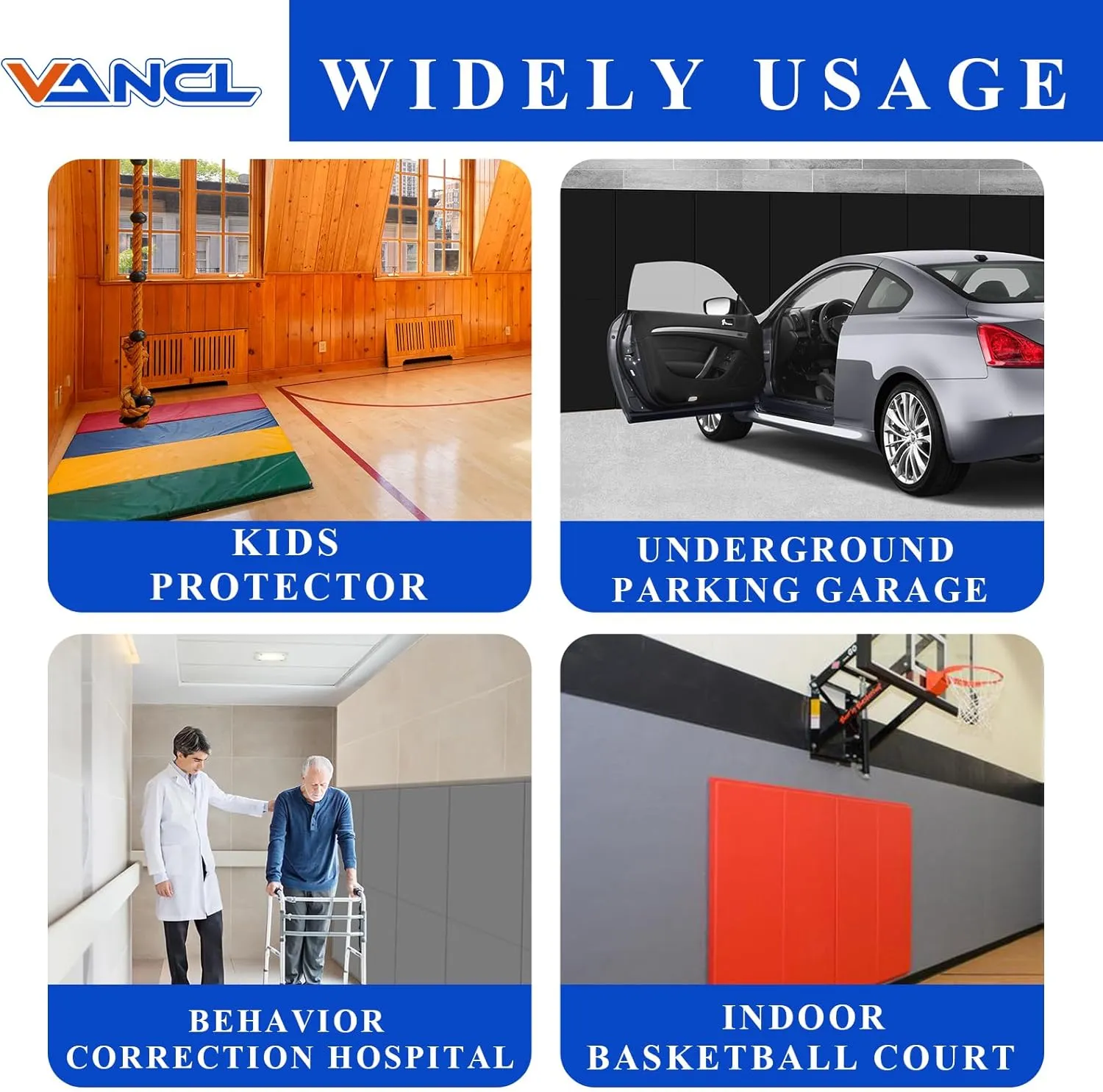 Gym Padding Wall Pads for Gym Wall Mats Basketball Wall Padding 2" Thick Foam Gym Wall Pad for Kids Wall Pad Protection, Waterproof Durable Wall Pads for Safety Colorful Wall Pad