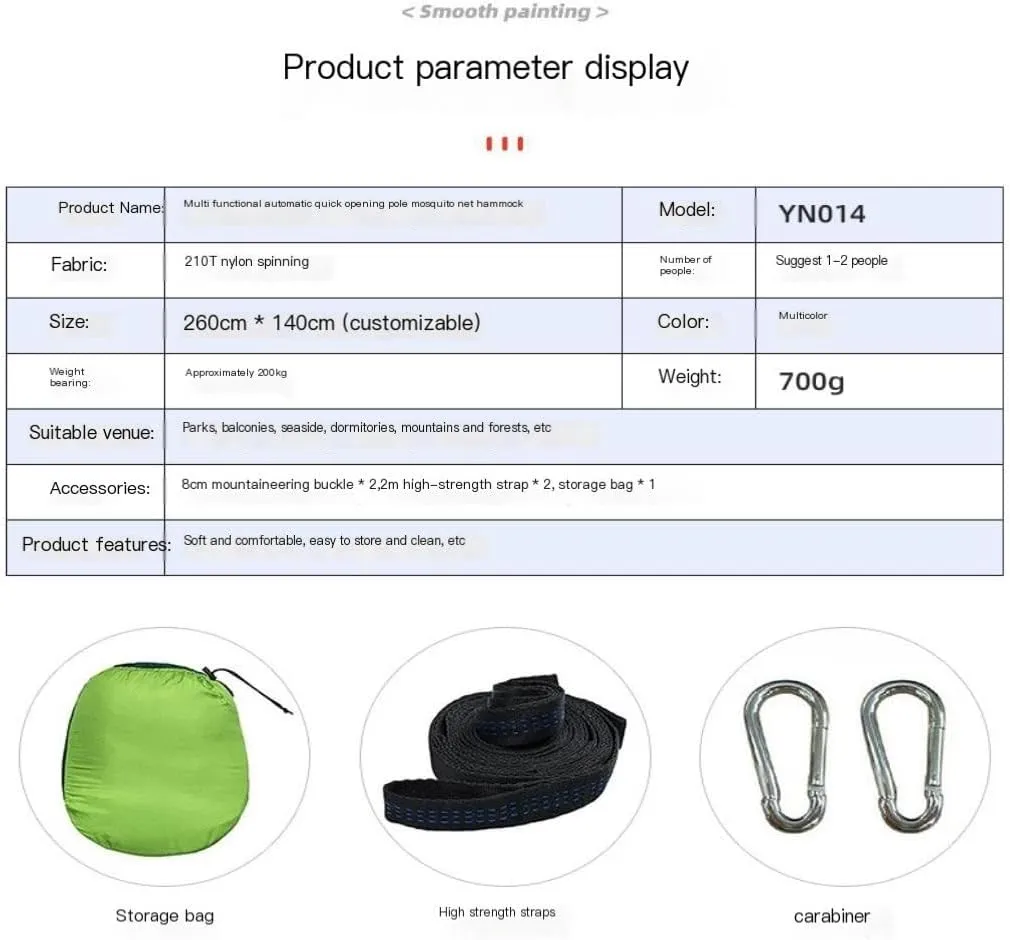 Hammock Anti-Mosquito Outdoor Hammock Double Anti-Rollover Insect-Proof Hammock Camping Portable Hanging Hammock Hammocks for Outside(C,240 * 120cm)