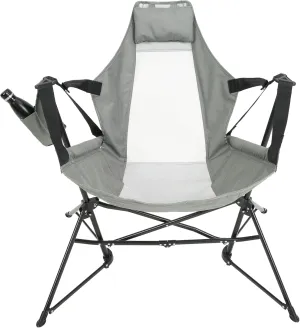 Hammock Camping Chair, Folding Portable Rocking Chair, Aluminum Alloy Adjustable Back Swinging Chair with Pillow Cup Holder, Recliner with Carry Bag for Outdoor Travel Lawn Backyard(2pcs) (Grey)