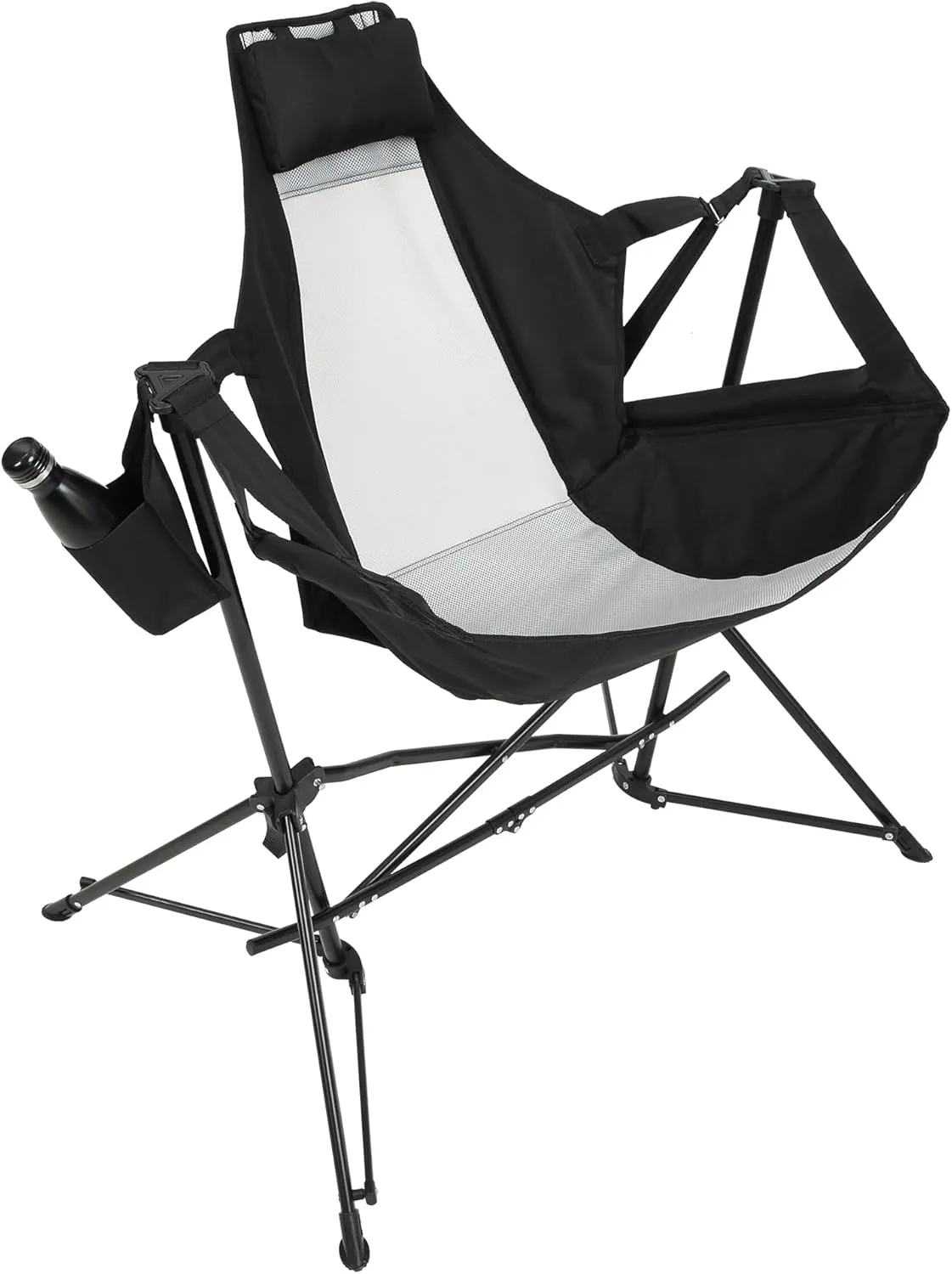 Hammock Camping Chair for Relaxing Comfort, Portable Folding Rocking Design with Adjustable Back and Cup Holder, for Outdoor Adventures, Black