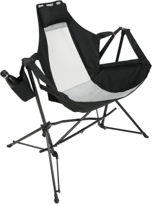 Hammock Camping Chair for Relaxing Comfort, Portable Folding Rocking Design with Adjustable Back and Cup Holder, for Outdoor Adventures, Black