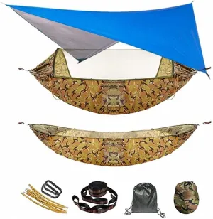 Hammock Camping Hammock with Mosquito Net and Awning Double Hammocks Anti-Rollover Outdoor Portable Hammock for Travel Hiking Camping Swing
