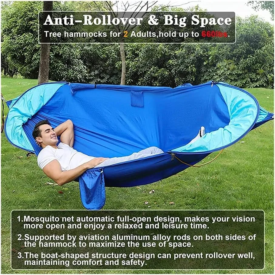 Hammock Camping Hammock with Mosquito Net and Awning Double Hammocks Anti-Rollover Outdoor Portable Hammock for Travel Hiking Camping Swing