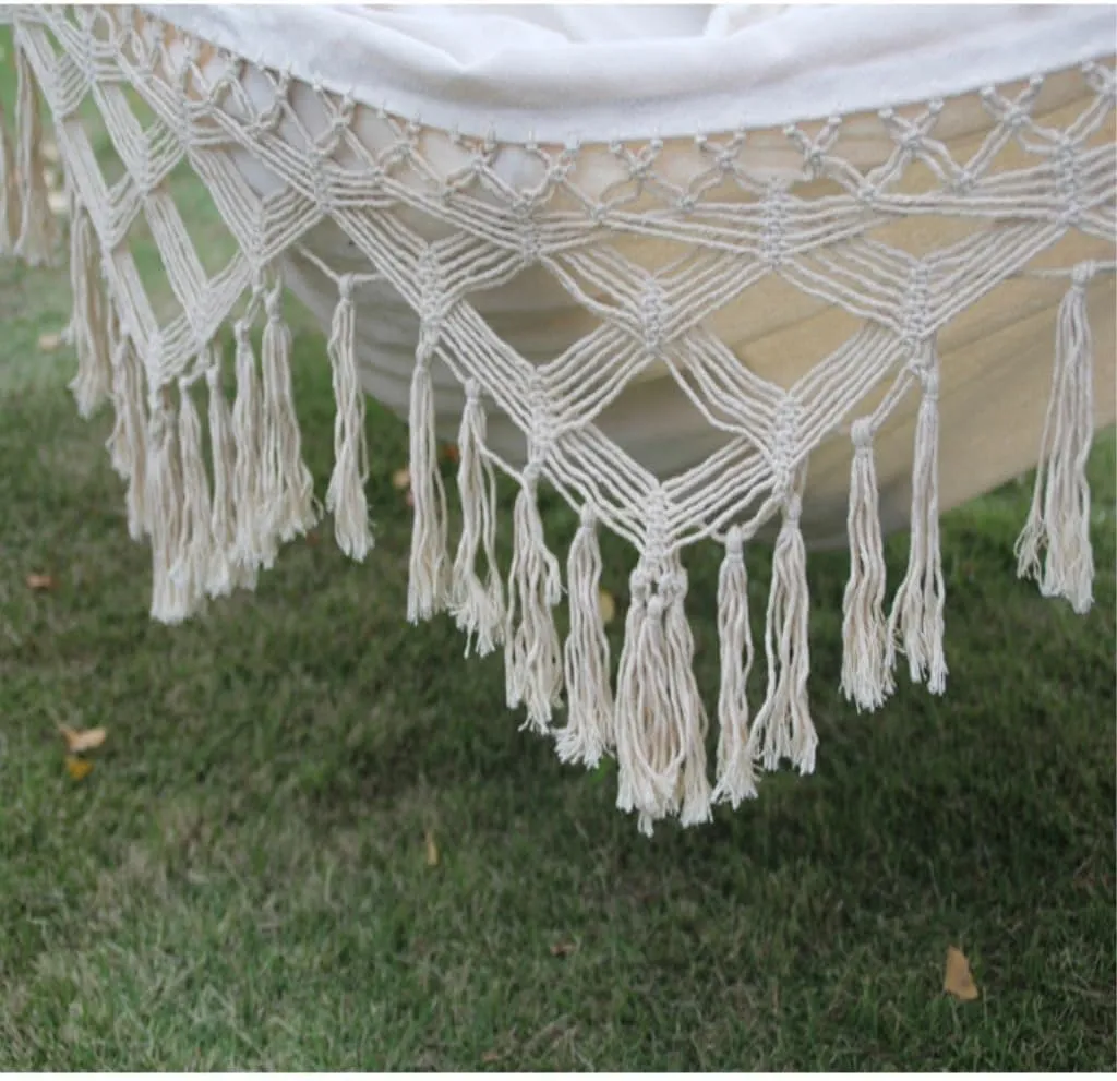 Hammock Double Hammock Outdoor Swing Anti-Rollover Indoor Home Outdoor Camping Dormitory Adult Double Canvas White Hammock Outdoor(Beige)