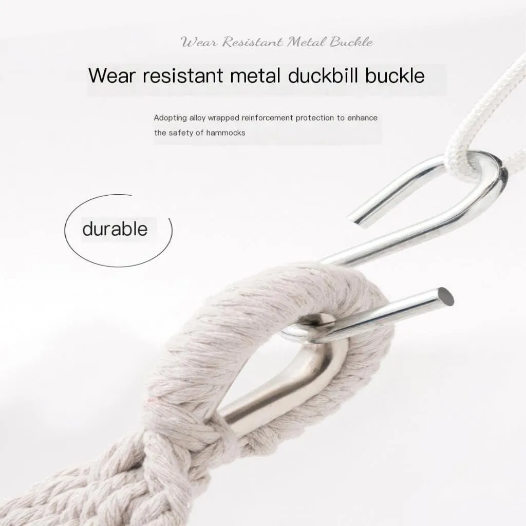Hammock Double Hammock Outdoor Swing Anti-Rollover Indoor Home Outdoor Camping Dormitory Adult Double Canvas White Hammock Outdoor(Beige)
